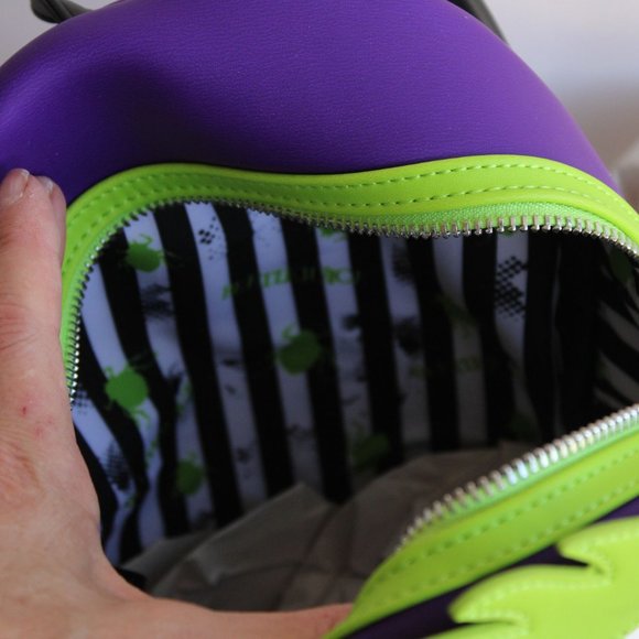 Loungefly Beetlejuice Backpack, New With Tags, Green and Purple, Pockets main image 8